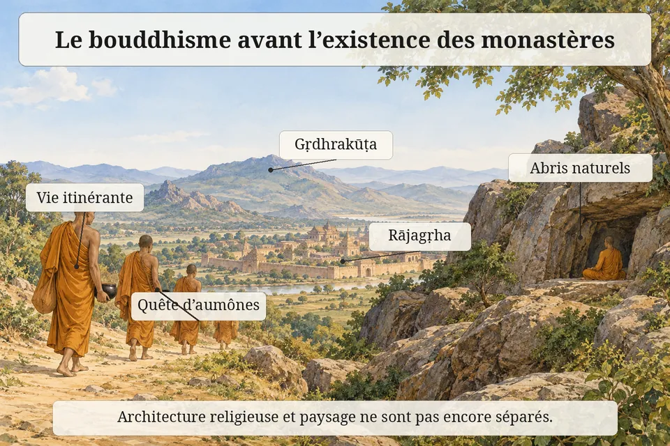 Le bouddhisme avant l’existence des monastères