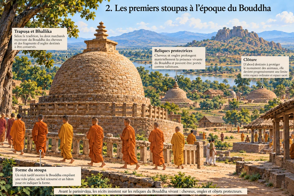 Les premiers stoupas à l’époque du Bouddha