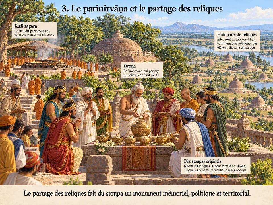 Le parinirvāṇa et le partage des reliques