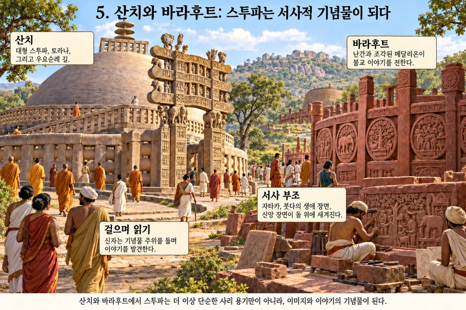 산치와 바라후트: 스투파는 서사적 기념물이 되다
