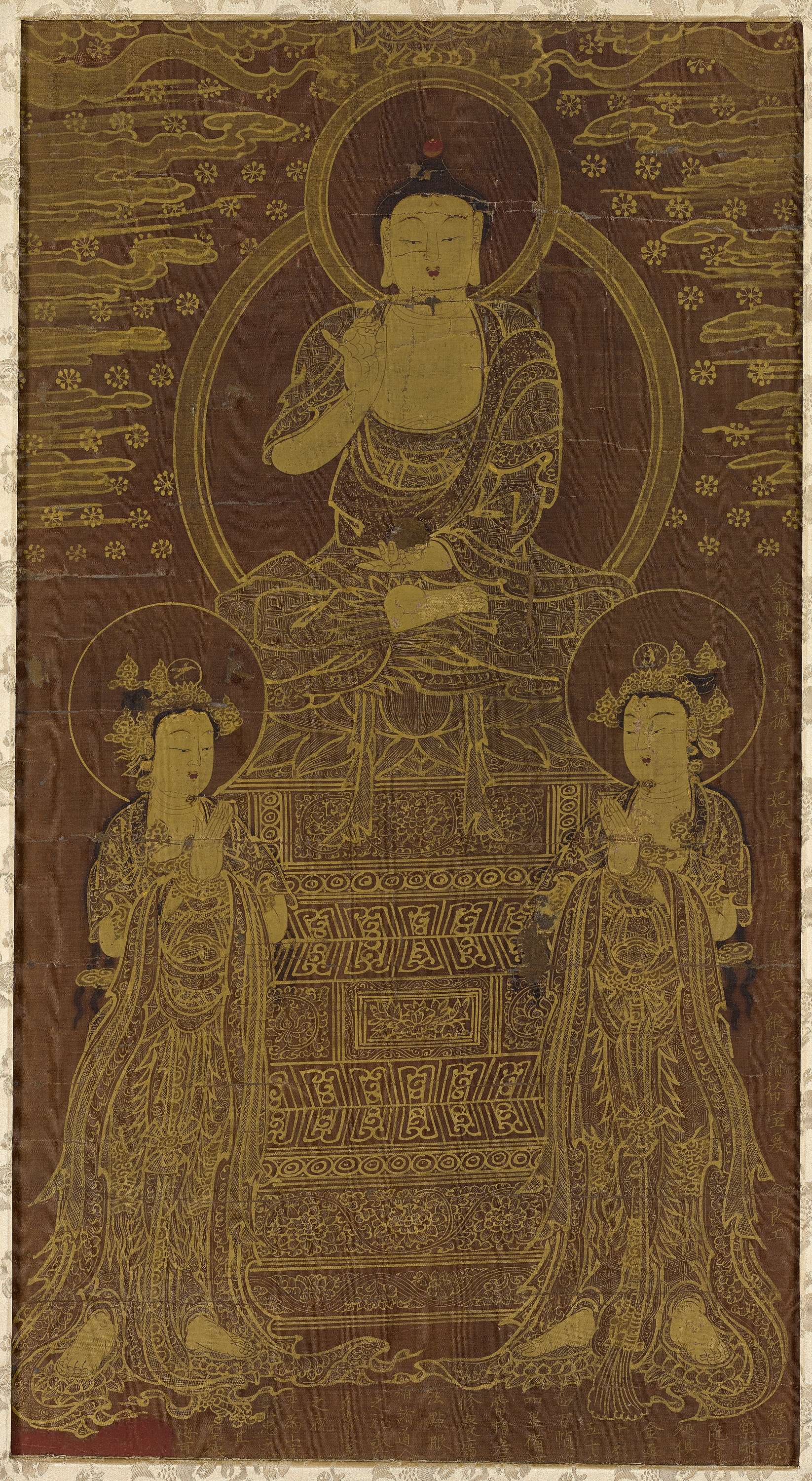 藥師如來三尊圖，朝鮮王室發願佛畫，1565年