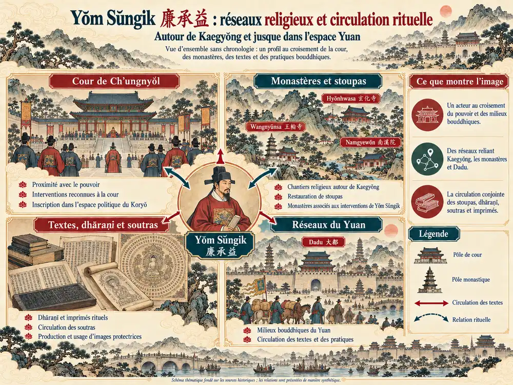 Yŏm Sŭngik : réseaux religieux et circulation rituelle entre la cour de Ch’ungnyŏl, les monastères de Kaegyŏng, les textes bouddhiques et Dadu.